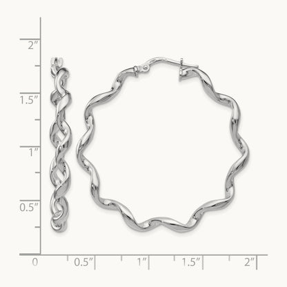 RH-plated Polished Twisted Hoop Earrings, Sterling Silver — Leslie's