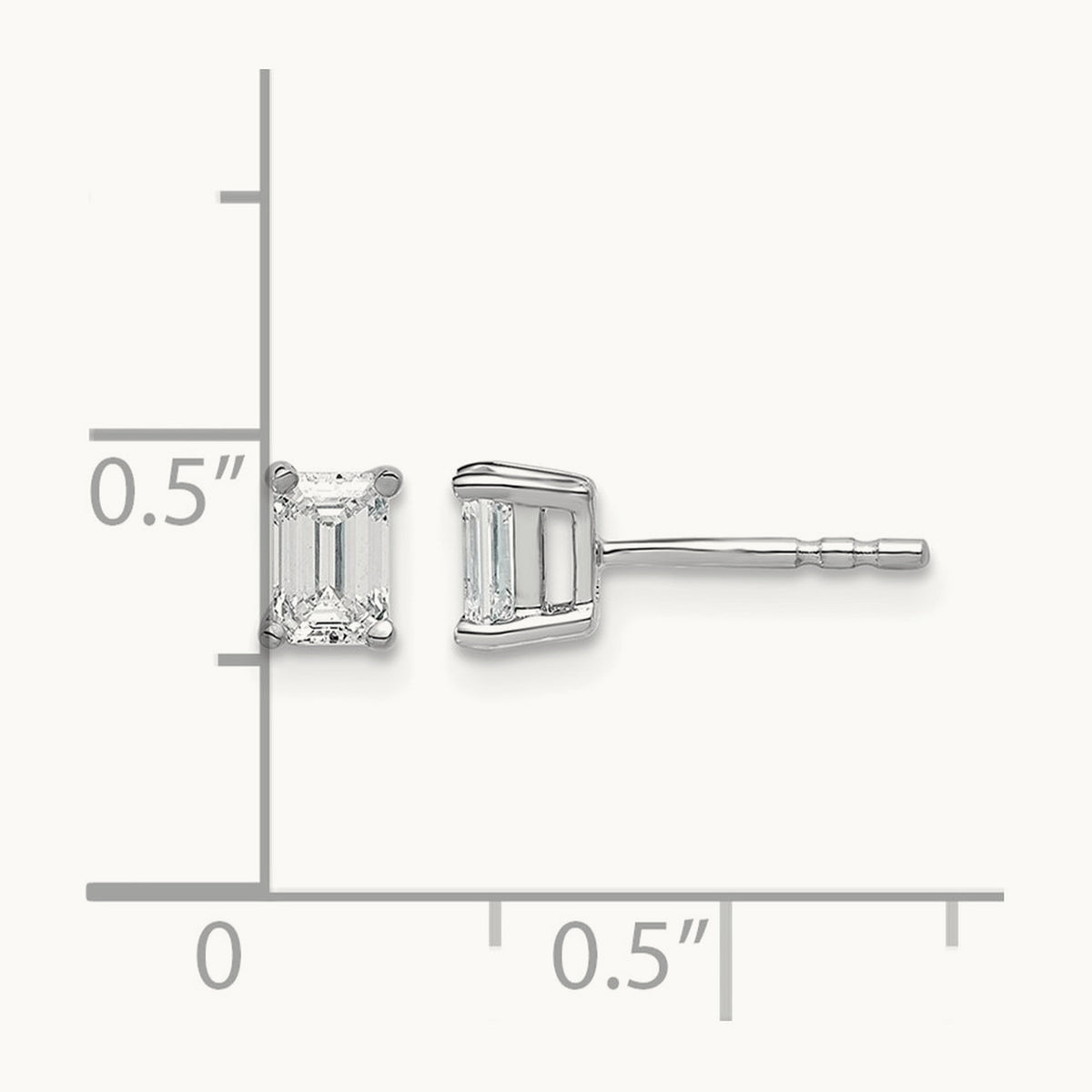 Emerald Four-Prong Stud Earrings, 0.50-6.00 ct tw Lab-Grown Diamond — 5/8 ct, VS/SI (Great), 14K White Gold