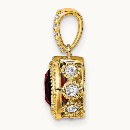 Cushion Garnet and Diamond Pendant — photo set