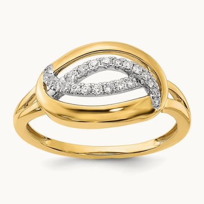 Polished Diamond Oval Ring, 14K