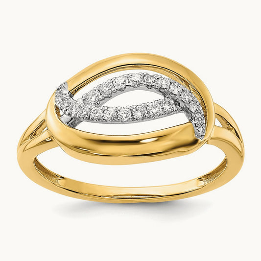 Polished Diamond Oval Ring, 14K