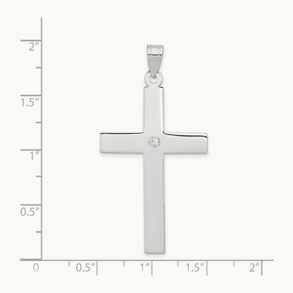 .03ct. Diamond Cross Pendant, 14K White Gold