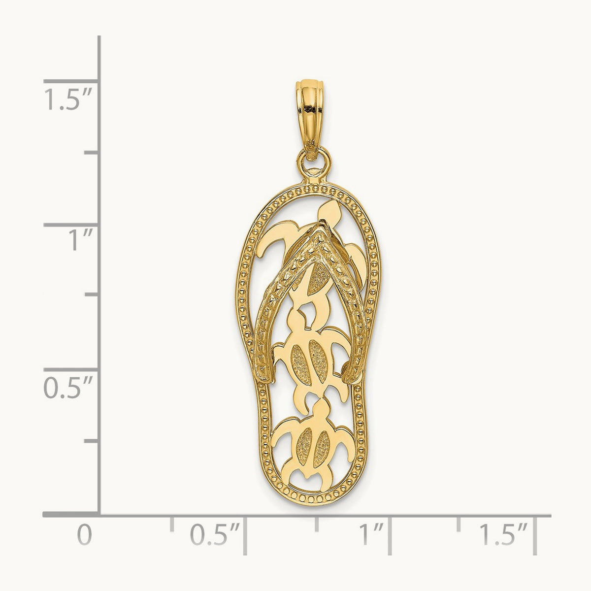 Triple Turtle Flip-Flop Charm — 14K Yellow Gold