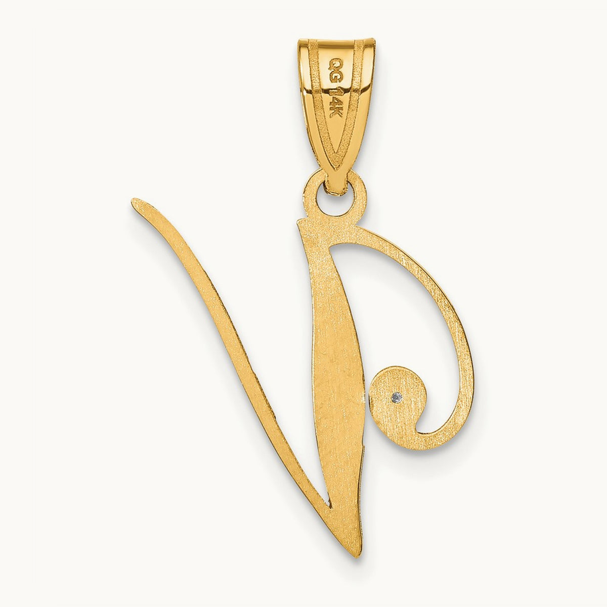 Script Initial Pendant with Diamond — V