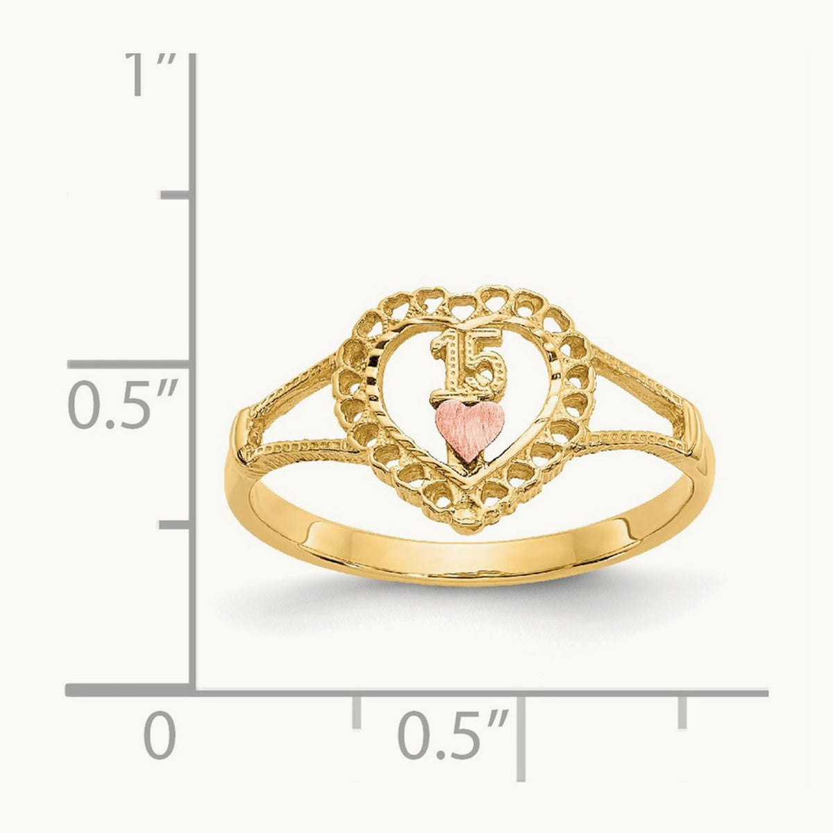 15 Heart Ring, 14K Two-tone