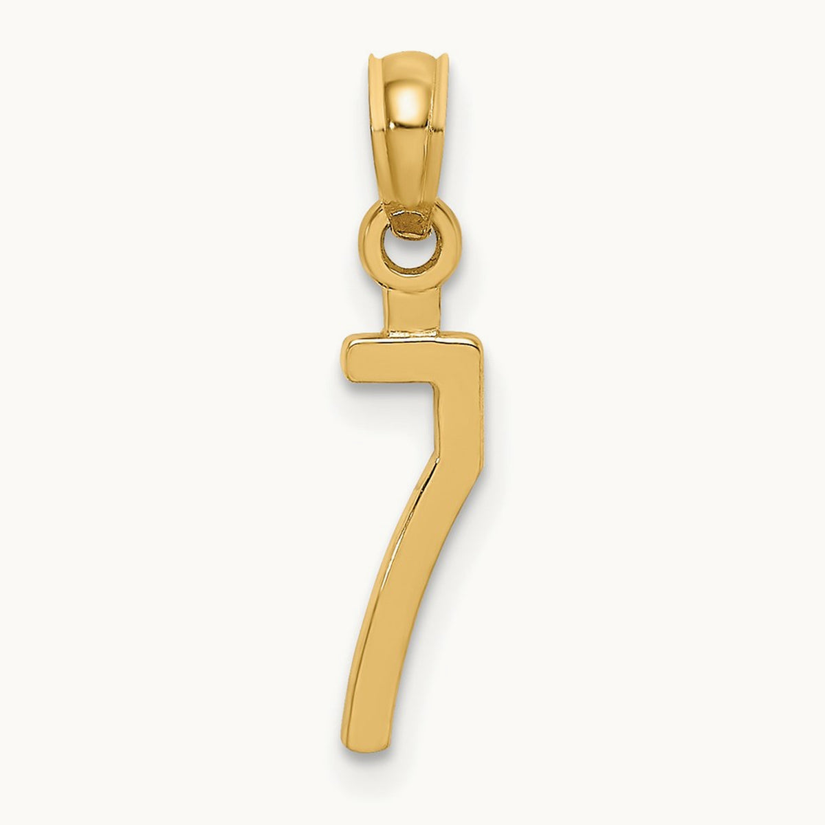 Polished Number 7 Pendant — 14K Yellow Gold, 18.93mm