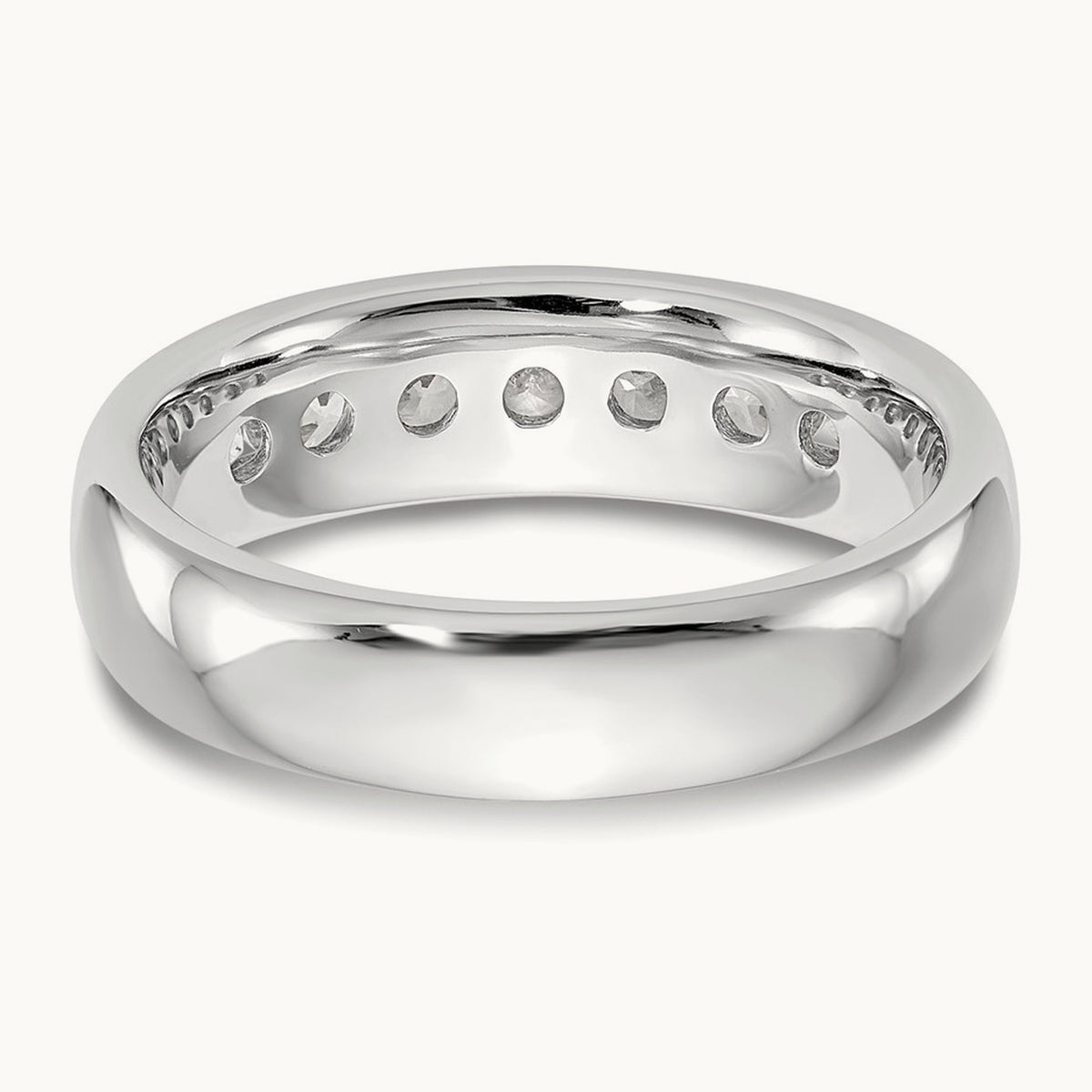 7-Stone Diamond Channel Band, 14K White Gold