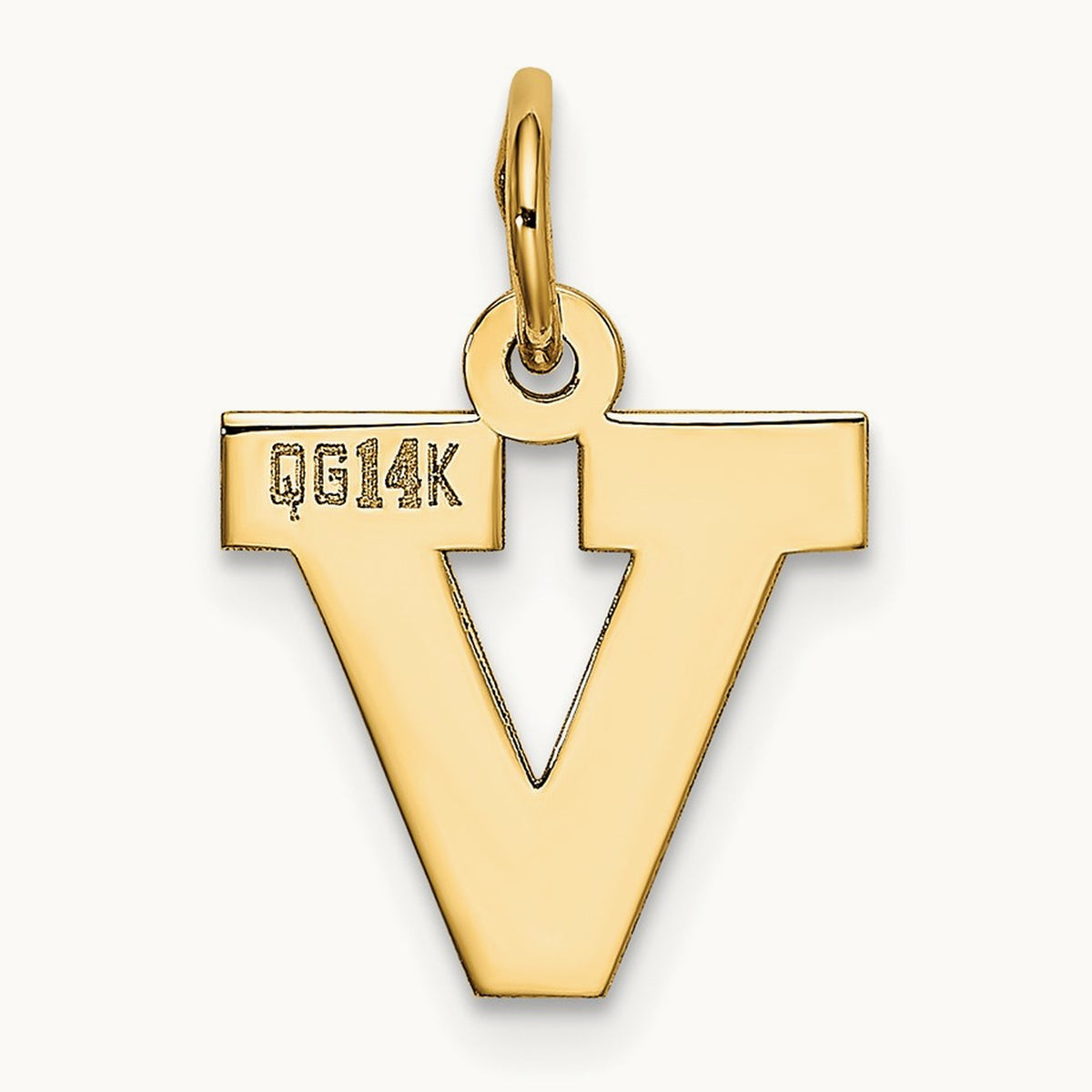 Small Block Initial Charm — 14K Yellow Gold, V