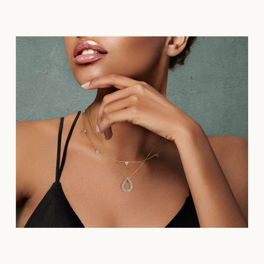 Seven Station Necklace, 1.00 ct tw Lab-Grown Diamond — 14K Yellow Gold