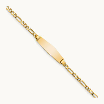 Soft Diamond Shape Figaro ID Bracelet, 14K