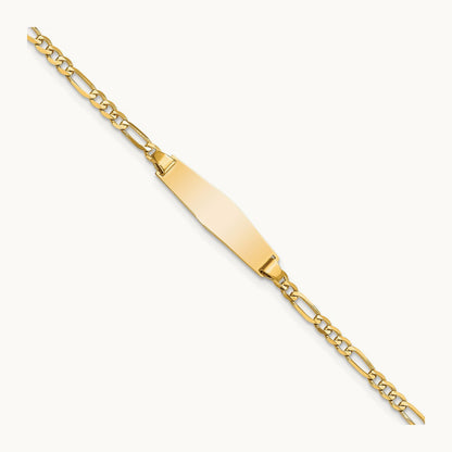 Soft Diamond Shape Figaro ID Bracelet, 14K