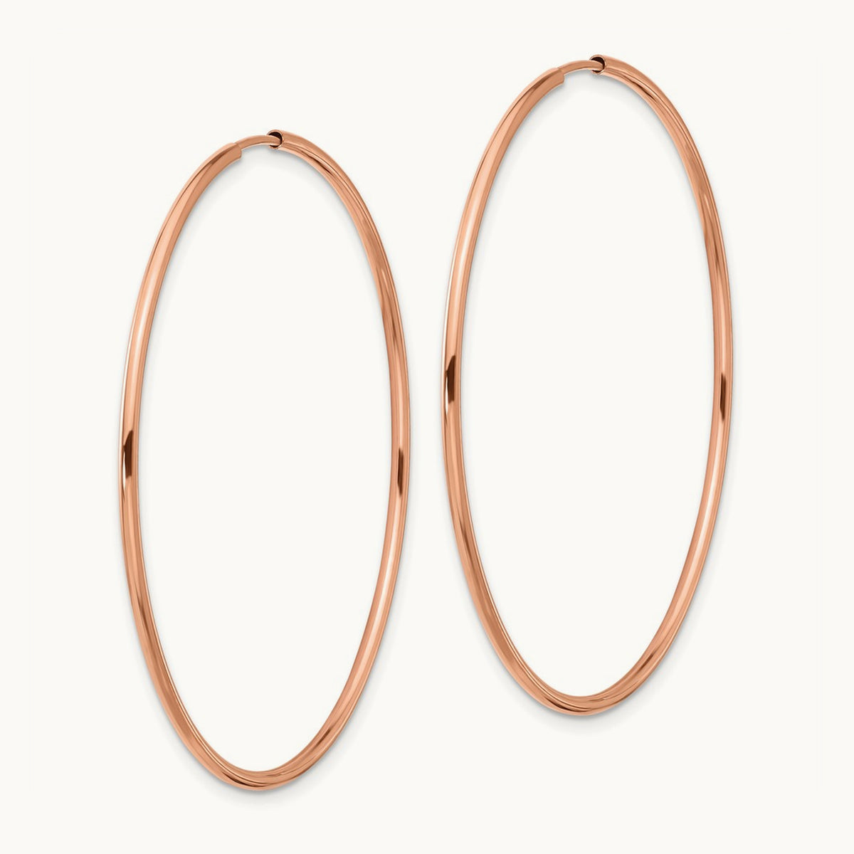 Polished Endless Tube Hoop Earrings, 1.50mm, 14K Rose Gold