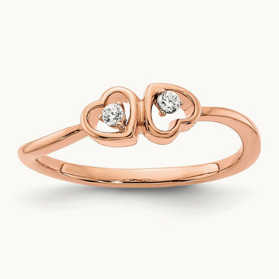 Polished Double Heart Diamond Ring — photo set