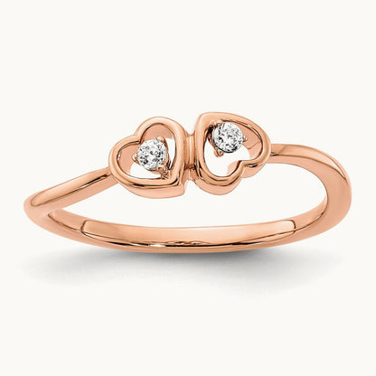 Polished Double Heart Diamond Ring — photo set