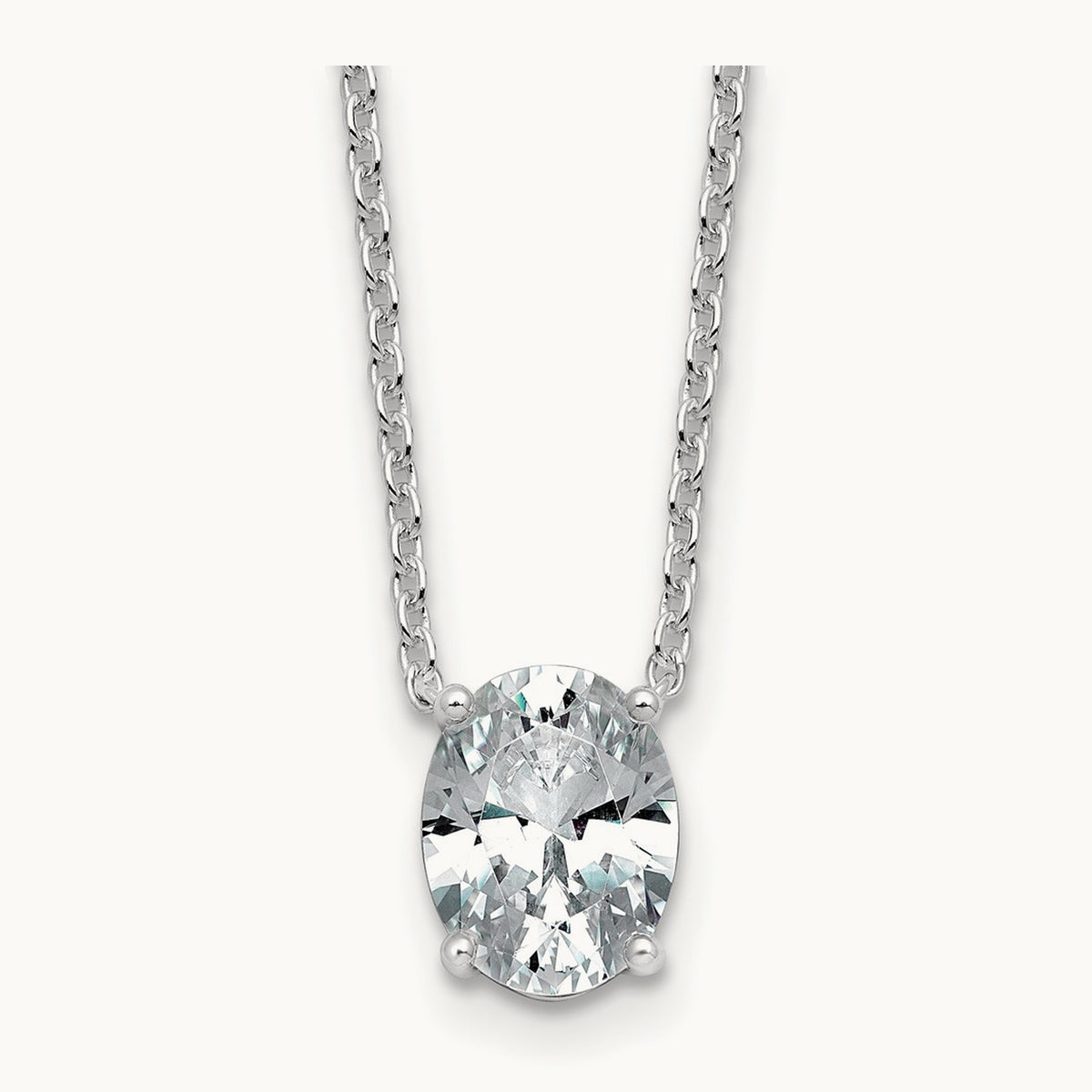 Oval Pendant Necklace, 0.25-4.00 ct tw Lab-Grown Diamond — 1 1/2 ct, 14K White Gold