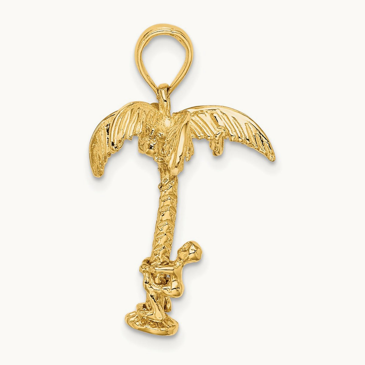3-D Palm Tree W/Moveable Man Charm, 14K