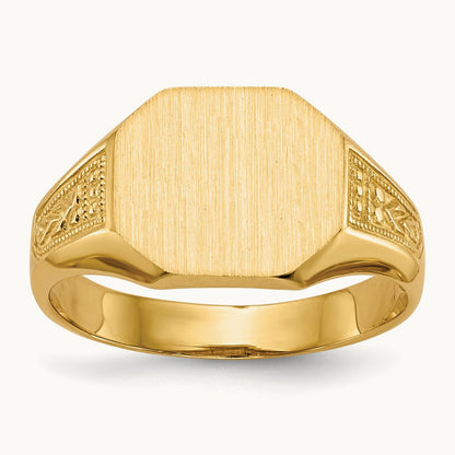 11.0x9. Open Back Signet Ring, 0mm, 14K
