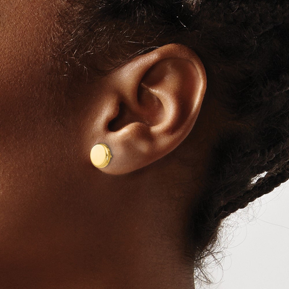 Polished Button Post Earrings — 10K Yellow Gold