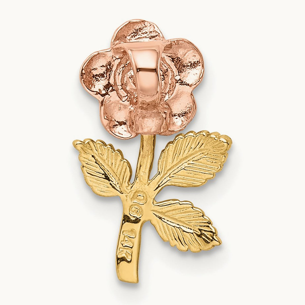 Mini Pink Rose Flower Chain Slide, 14K Two-tone