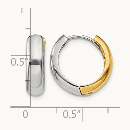 Huggie Earrings, 14K Two-tone
