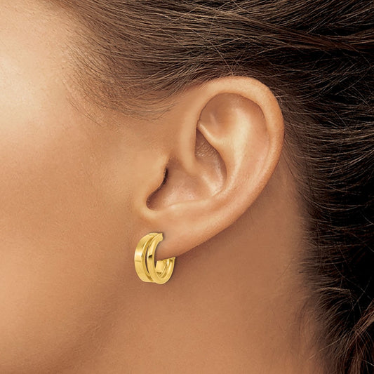 Polished 2-Row J-Hoop Post Earrings — Leslie's — photo set