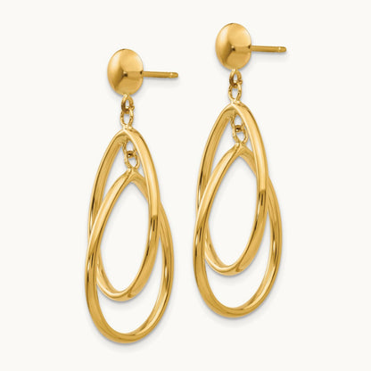 Polished Oval Dangle Earrings, 14K