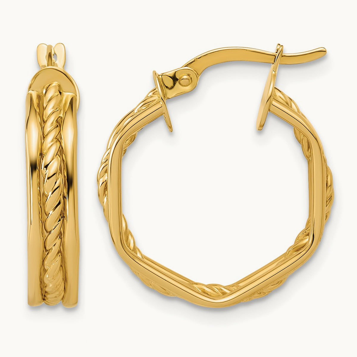 Polished and Twisted Hoop Earrings — 19.5mm