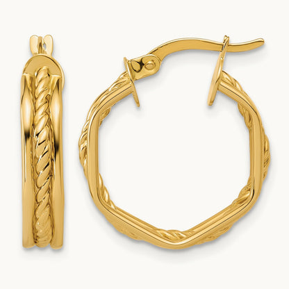 Polished and Twisted Hoop Earrings — 19.5mm