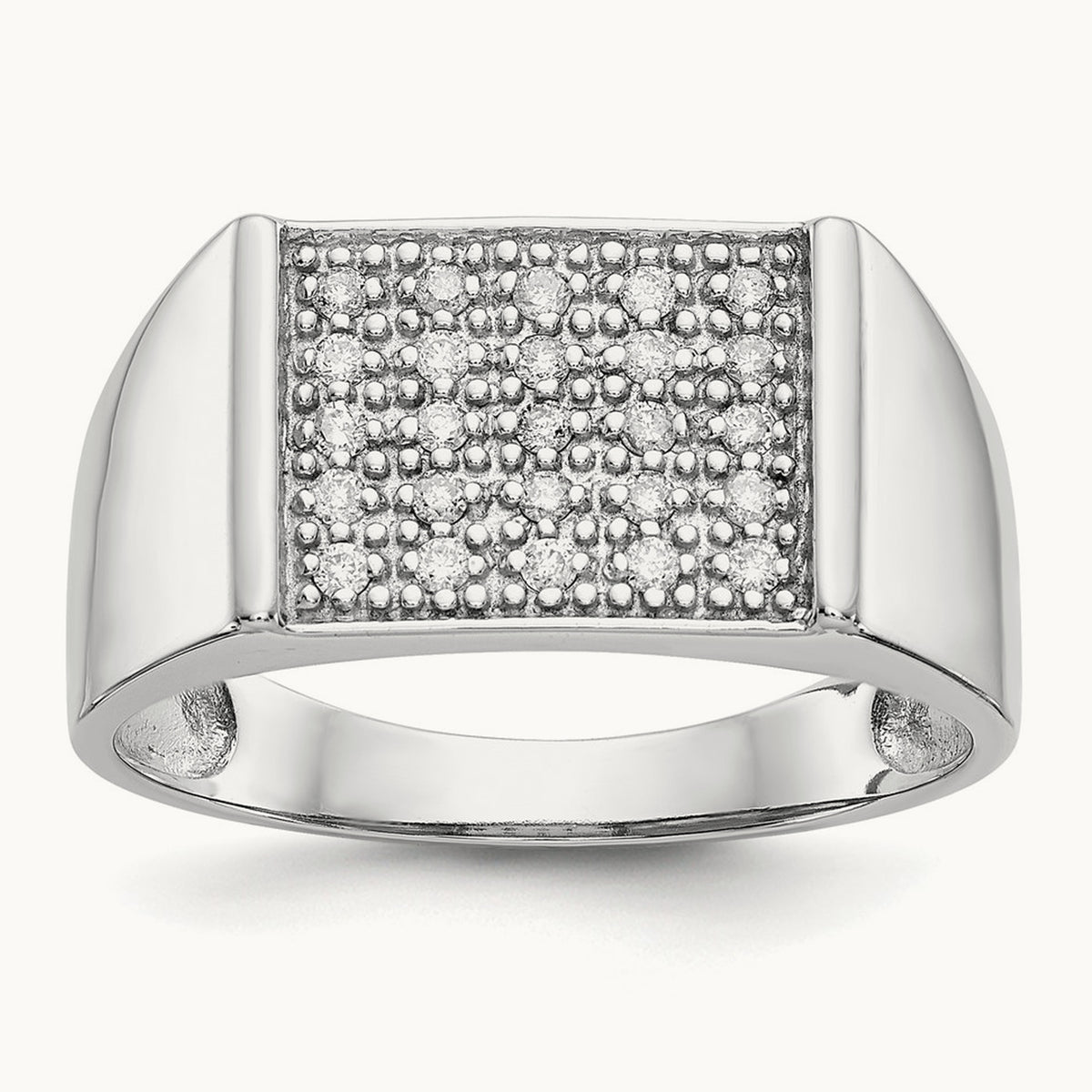 Diamond Mens Ring, 14K White Gold