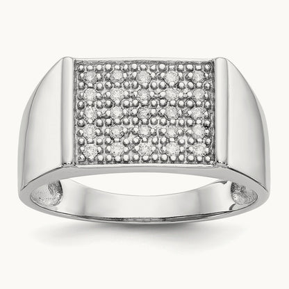 Diamond Mens Ring, 14K White Gold