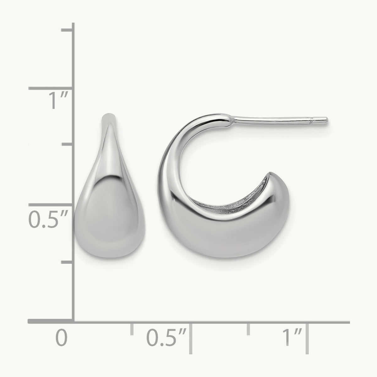 RH-Plated Polished J-Hoop Earrings, Sterling Silver — Leslie's
