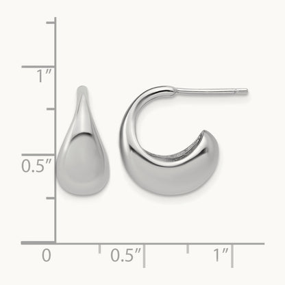 RH-Plated Polished J-Hoop Earrings, Sterling Silver — Leslie's