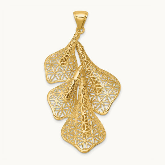 Polished Calla Lilly Flower Pendant, 14K