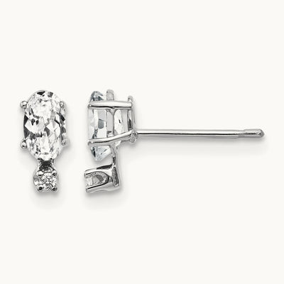 Diamond and White Topaz Birthstone Earrings — 14K White Gold