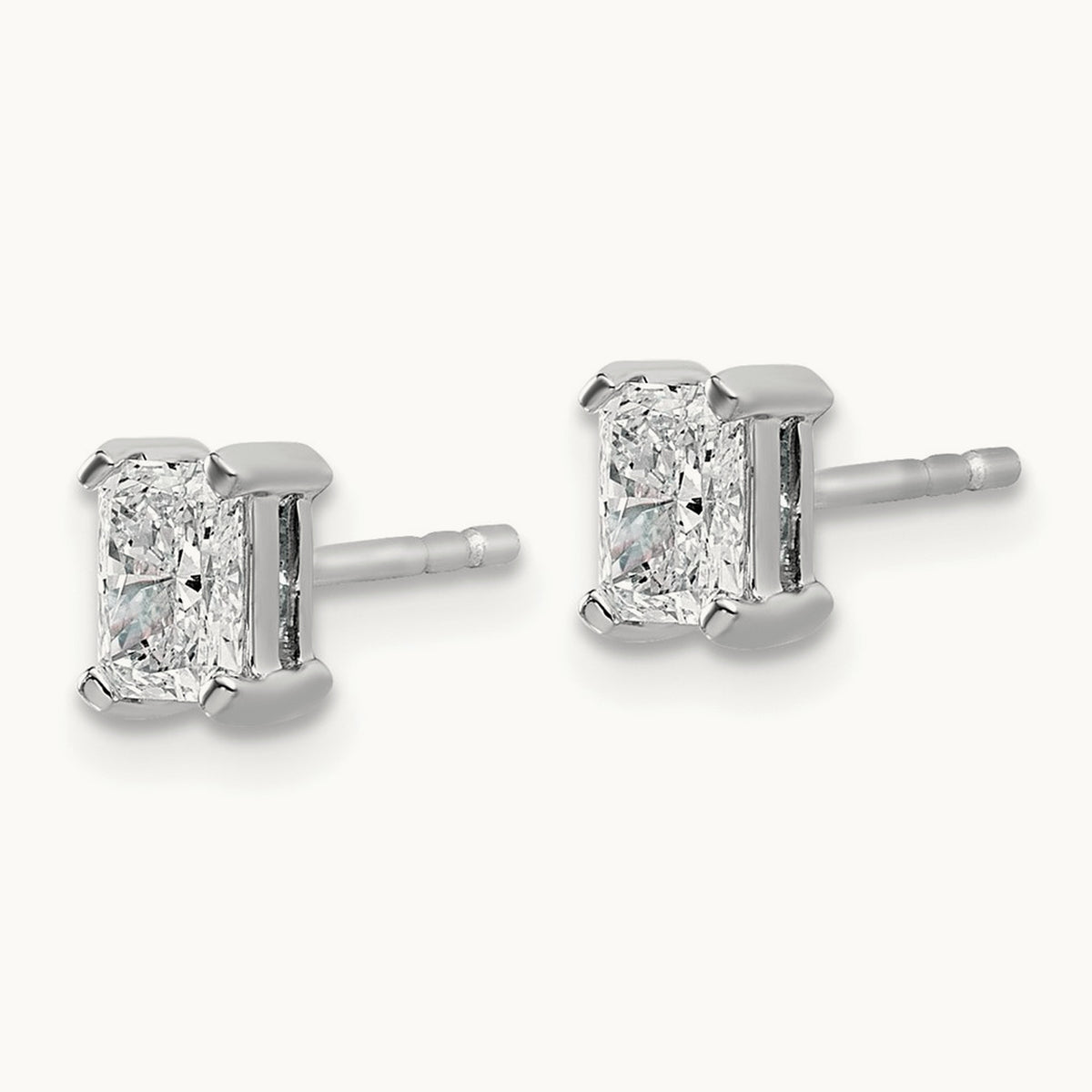 Radiant Four-Prong Stud Earrings, 0.50-6.00 ct tw Lab-Grown Diamond — 3/4 ct, 14K White Gold