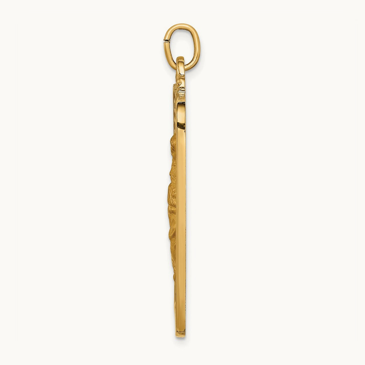 Solid Polished/Satin Large Rectangle St. Christopher Medal, 14K
