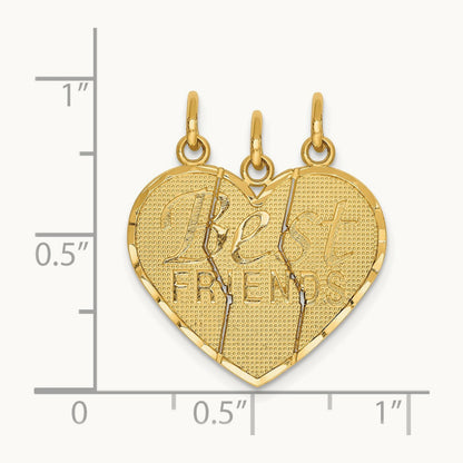3 piece Break-apart BEST FRIENDS Charm Set, 14K
