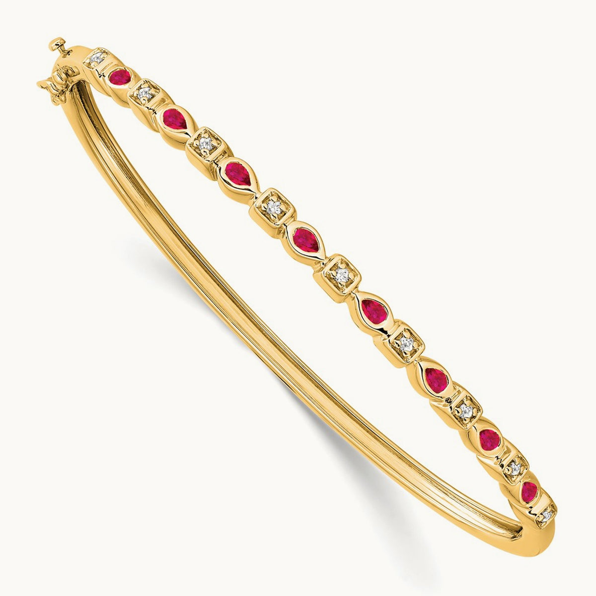 Ruby and Diamond Bangle — 14K Yellow Gold