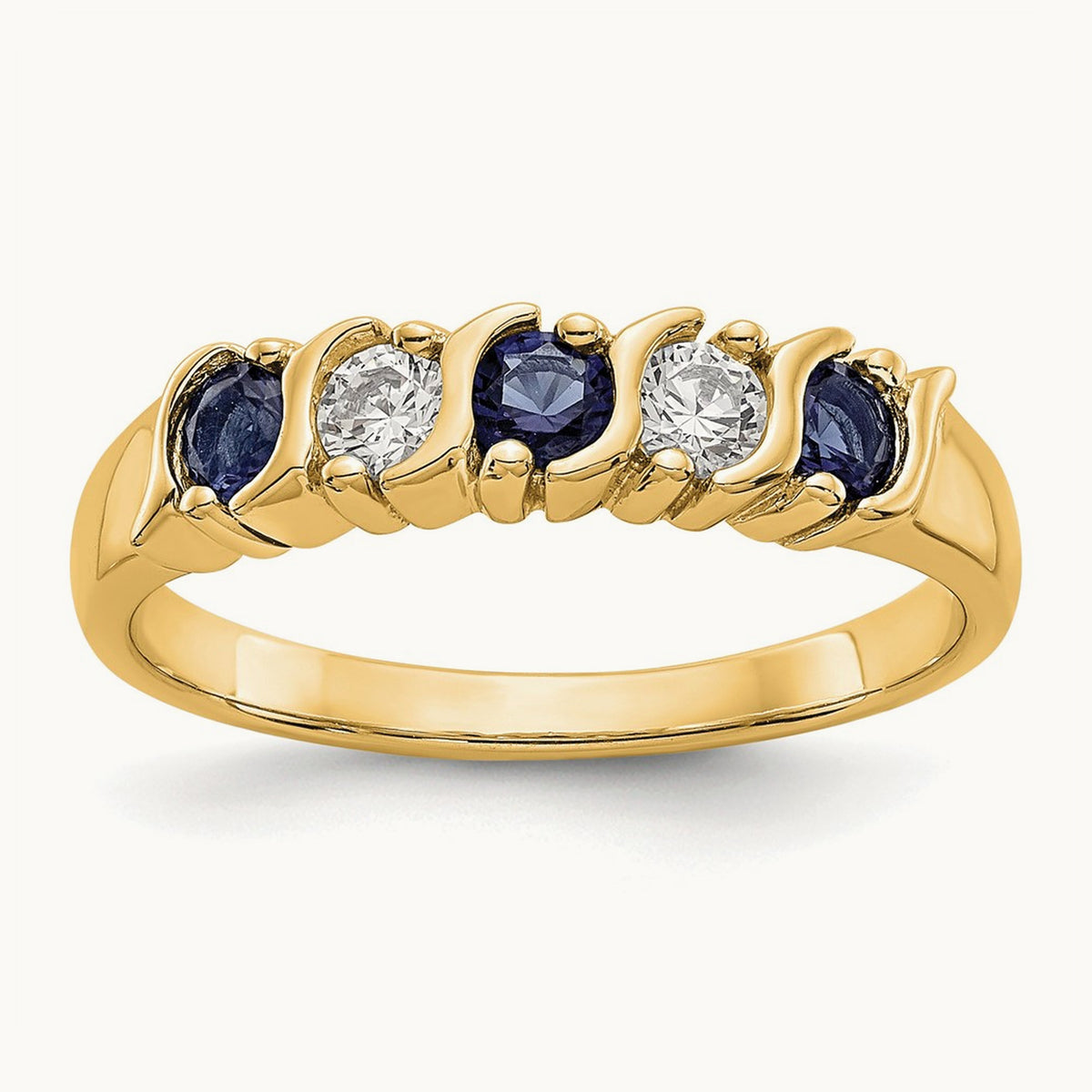 Diamond with Sapphire Band — 14K Yellow Gold, 0.2 ct, 7
