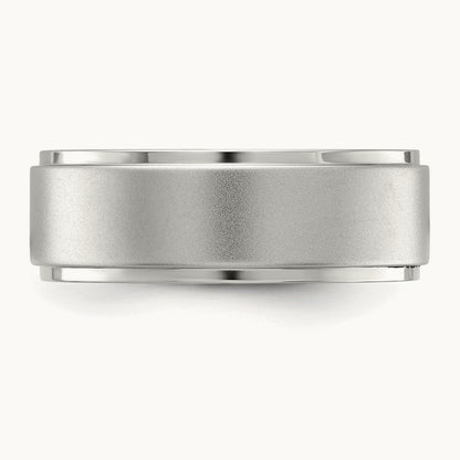 Polished with Brushed Center Band, 8mm, Stainless Steel
