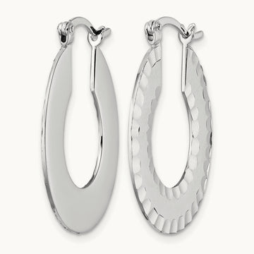 Radiant Essence SS Rhod-plated Brushed D/C Hoop Earrings — Leslie's