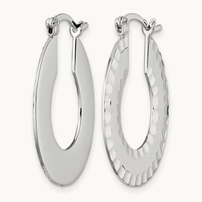 Radiant Essence SS Rhod-plated Brushed D/C Hoop Earrings — Leslie's