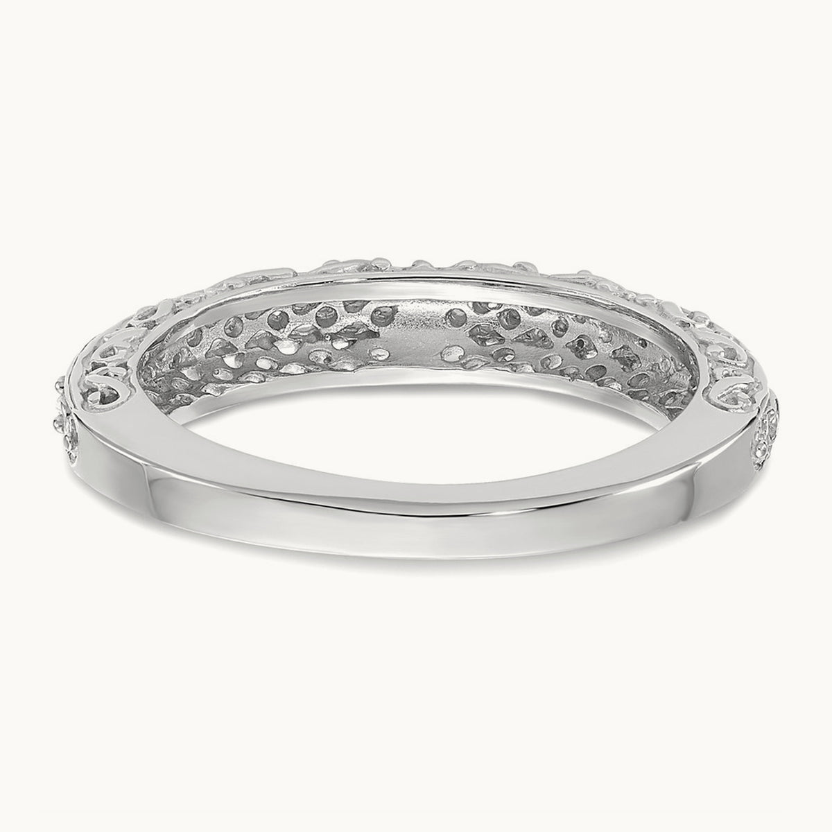Filigree Wedding Band, 3mm, 14K White Gold