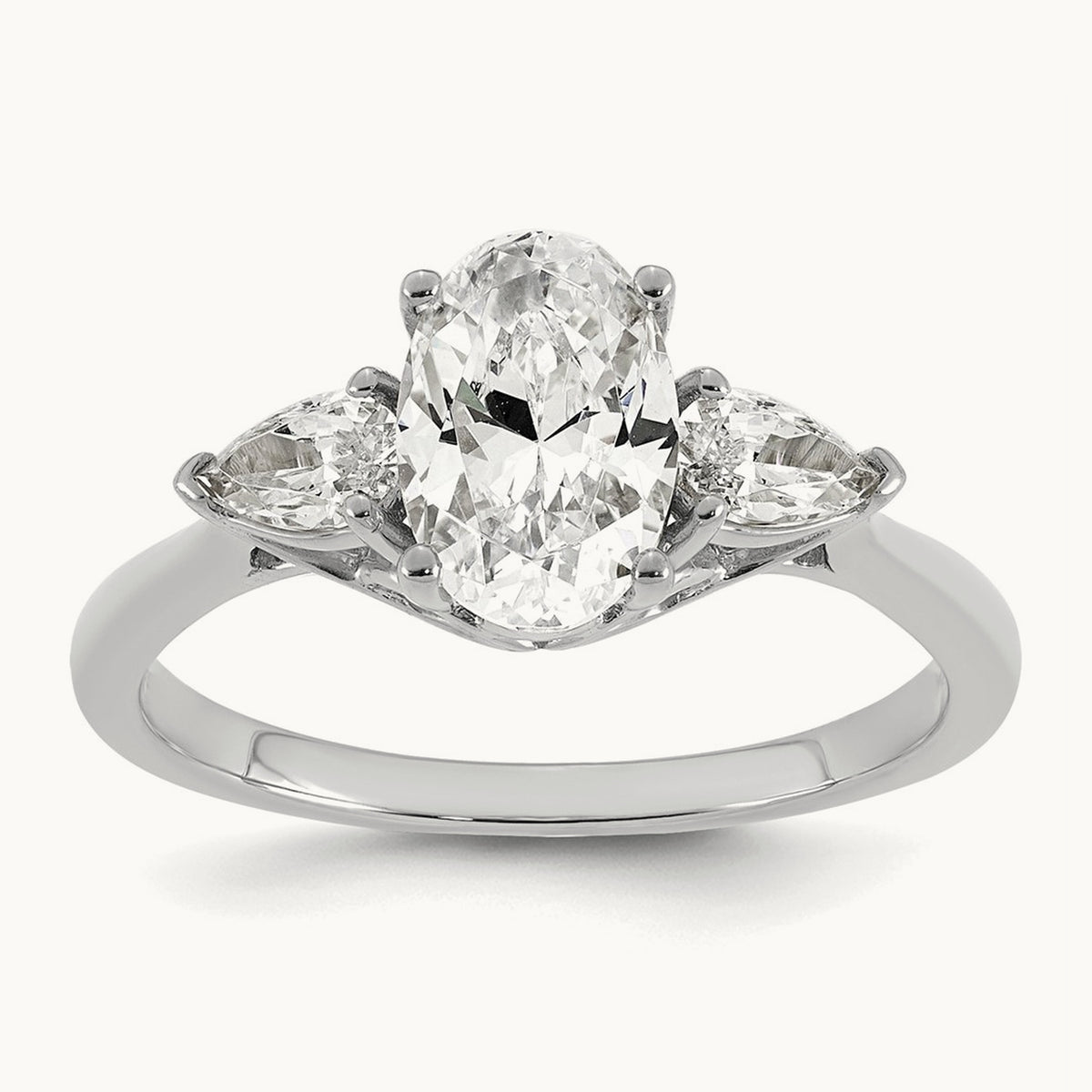Oval/Pear 3 Stone Engagement Ring, 1.25-3.50 ct tw Lab-Grown Diamond — 1 7/8 ct, 14K White Gold