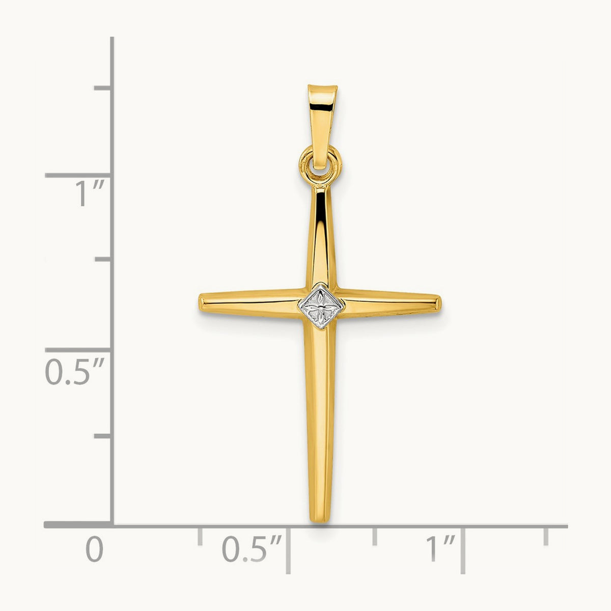 Polished Solid Diamond Shape Center Cross Pendant — 31mm