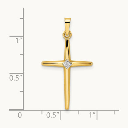 Polished Solid Diamond Shape Center Cross Pendant — 31mm