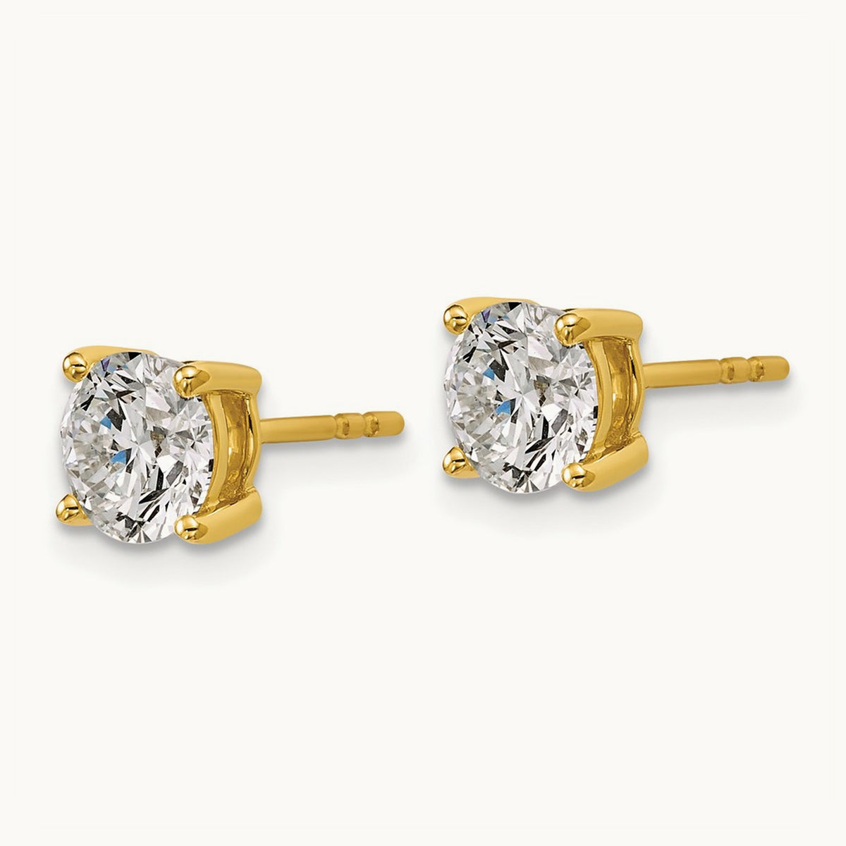 Round Heavyweight Stud Earrings, 0.10-7.00 ct tw Lab-Grown Diamond — 2 ct, 18K Yellow Gold