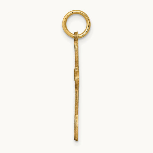 Loop with Center Heart Cross Pendant — 14K Yellow Gold