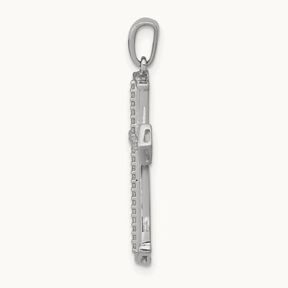 Diamond Passion Cross Pendant — 14K White Gold, 29mm