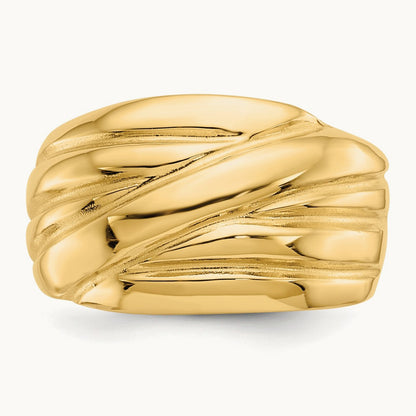 Polished Scalloped Dome Ring, 14K